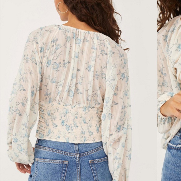Free People Final Rose Floral Ruched Corset Top | Romantic Cottagecore Boho - Picture 2 of 11